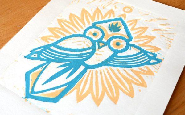 Linogravure : Fringilla
